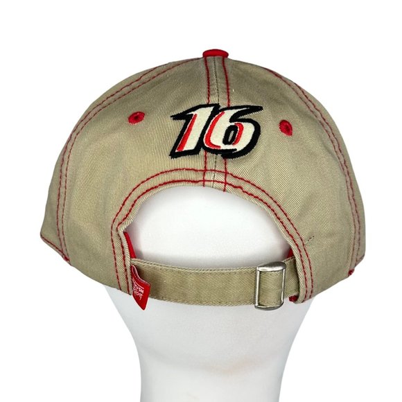 Team Caliber Greg Biffle #16 Grainger Racing Adjustable Baseball Cap Hat Tan Red - Picture 6 of 14
